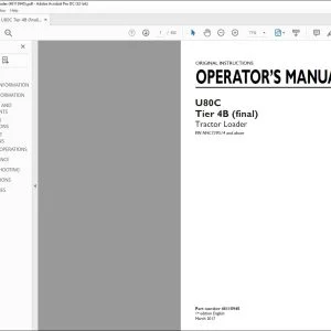 New Holland U80C Tier 4B (final) Tractor Loader Operator's Manual 48115945 - PDF DOWNLOAD
