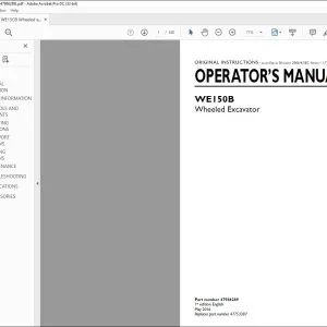 New Holland WE150B Wheeled Excavator Operator's Manual 47986289 - PDF DOWNLOAD