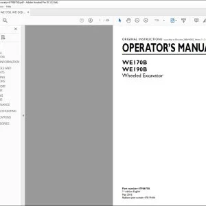 New Holland WE170B WE190B Wheeled Excavator Operator's Manual 47986758 - PDF DOWNLOAD