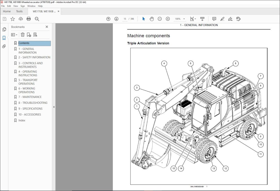 New Holland WE170B - WE190B Wheeled Excavator Operator's Manual ...