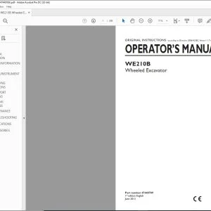 New Holland WE210B Wheeled Excavator Operator's Manual 47440709 - PDF DOWNLOAD