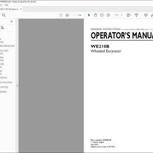 New Holland WE210B Wheeled Excavator Operator's Manual 47986936 - PDF DOWNLOAD