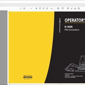 New holland E18SR Mini Excavators Operator's Manual 84345541 - PDF DOWNLOAD