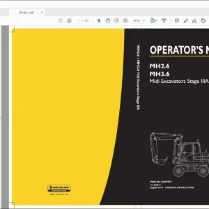 New holland MH2.6 MH3.6 Midi Excavators Stage IIIA Operator's Manual 84295915 - PDF DOWNLOAD