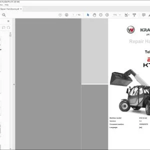 Wacker Kramer 2706  KT276 Telehandler Repair Handbook Manual - PDF DOWNLOAD