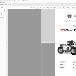 Wacker Kramer 2706/KT276 Telehandlers System Handbook Manual - PDF DOWNLOAD