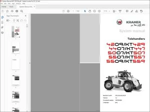 Wacker Kramer 4209/KT 4294407/KT447 5007/KT507 5507/KT557 5509/KT559 Telehandlers System manual - PDF DOWNLOAD