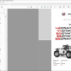 Wacker Kramer 4209/KT 4294407/KT447 5007/KT507 5507/KT557 5509/KT559 Telehandlers System manual - PDF DOWNLOAD