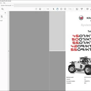 Wacker Kramer 4507/KT457 5007/KT507 5507/KT557 4209/KT429 5509/KT559 Telehandler System manual - PDF DOWNLOAD