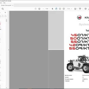Wacker Kramer 4507/KT457 5007/KT507 5507/KT557 4209/KT429 5509/KT559 Telehandlers System manual  - PDF DOWNLOAD