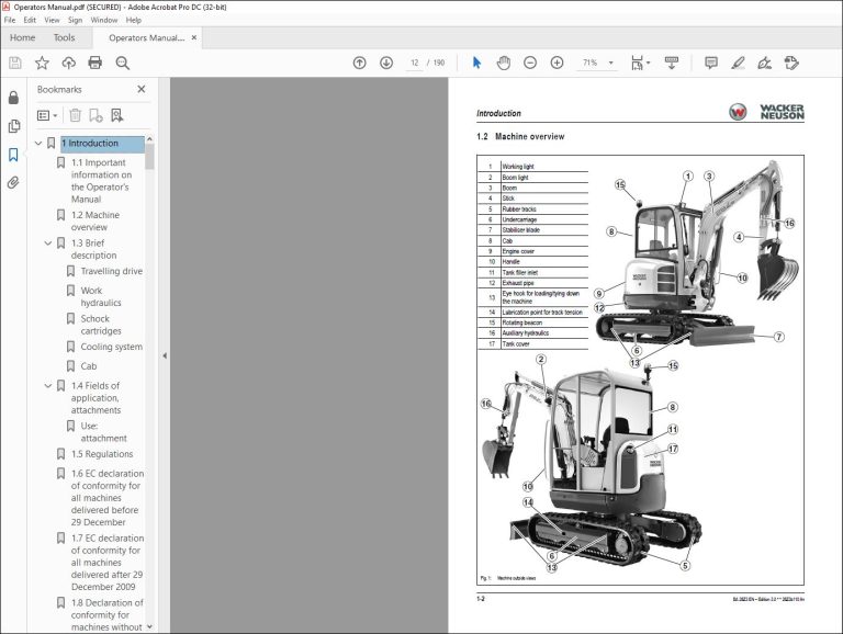 Wacker Neuson 28Z3 Track excavator Operators Manual - PDF DOWNLOAD ...