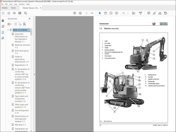 Wacker Neuson 38Z3 Track excavator Operator's Manual - PDF DOWNLOAD ...