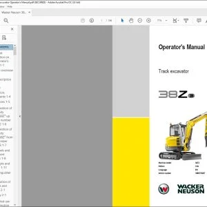Wacker Neuson 38Z3 Track excavator Operator's Manual - PDF DOWNLOAD