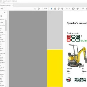 Wacker Neuson 803/803 Dual Power Track Excavators Operator’s manual - PDF DOWNLOAD