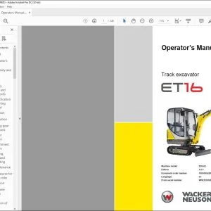 Wacker Neuson ET16 Track Crawler excavator Operator’s Manual - PDF DOWNLOAD