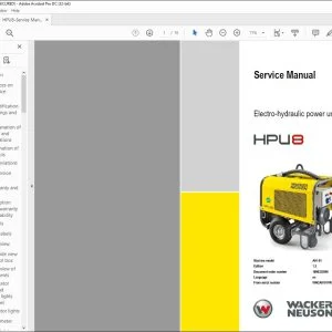 Wacker Neuson HPU8 Electro-hydraulic power unit Tracks Excavators Service Manual - PDF DOWNLOAD