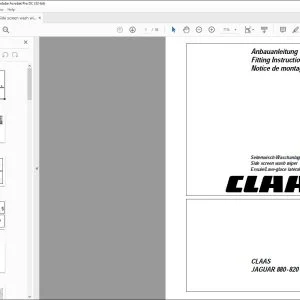 claas Forage Harvesters JAGUAR 880 - 820 Side screen wash wiper Fitting Instructions Manual_DE_EN_FR - PDF DOWNLOAD