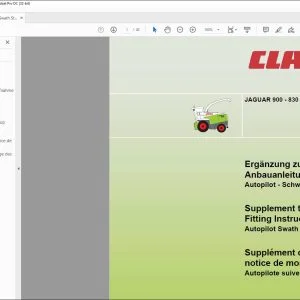 claas Forage Harvesters JAGUAR 900 - 830 Autopilot Swath Steering Supplement to Fitting Instructions Manual_DE_EN_FR -  PDF DOWNLOAD