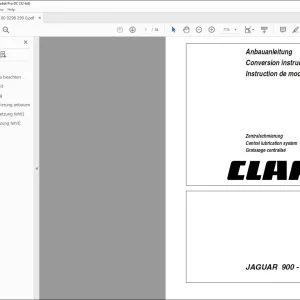 claas Forage Harvesters JAGUAR 900 - 830 Central lubrication system Fitting Instructions Manual_DE_EN_FR - PDF DOWNLOAD