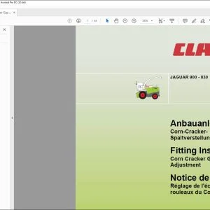 claas Forage Harvesters JAGUAR 900 - 830 Corn Cracker Gap Adjustment Fitting Instructions Manual_DE_EN_FR - PDF DOWNLOAD