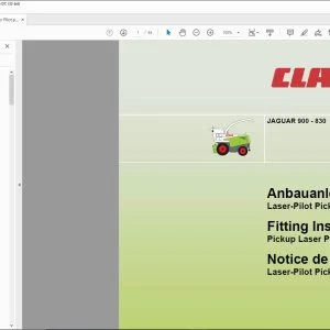 claas Forage Harvesters JAGUAR 900 - 830 Pickup Laser Pilot Fitting Instructions Manual_DE_EN_FR_ES_IT_RU - PDF DOWNLOAD