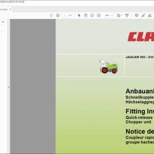 claas Forage Harvesters JAGUAR 900 - 830 Quick-release coupler - Chopper unit Fitting Instructions Manual_DE_EN_FR - PDF DOWNLOAD