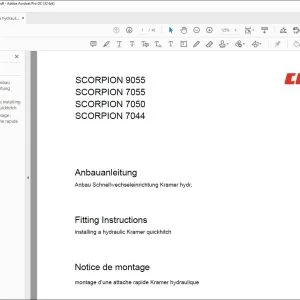 claas SCORPION 9055 7055 7050 7044 installing a hydraulic Kramer quickhitch Fitting Instructions Manual_DE_FR_EN_IT_ES_RU - PDF