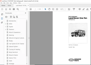 1987 Land Rover One Ten Parts Catalogue Manual RTC9932CE - PDF DOWNLOAD