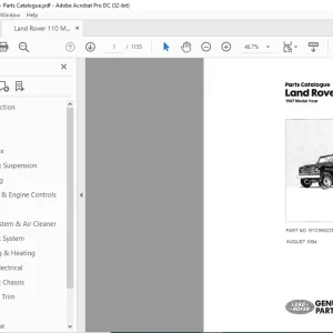 1987 Land Rover One Ten Parts Catalogue Manual RTC9932CE - PDF DOWNLOAD
