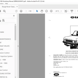 1992 Range Rover Classic Workshop Manual SRR652USWM F - PDF DOWNLOAD