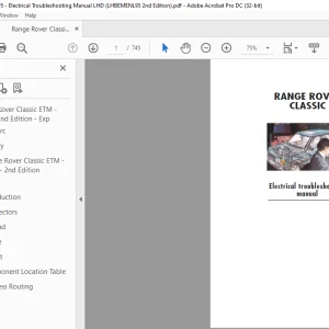 1995 Range Rover Classic Electrical Troubleshooting Manual - PDF DOWNLOAD