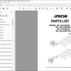 Aichi SP-18A ISP60 SP-18AJ ISP60J SP-21A ISP70 SP-21AJ ISP70J PARTS LIST MANUAL PA00003B - PDF DOWNLOAD