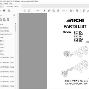 Aichi SP18A SP18AJ SP21A SP21AJ SP25B PARTS LIST MANUAL PA00107A - PDF DOWNLOAD