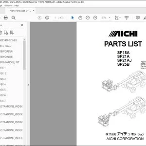 Aichi SP18A SP21A SP21AJ SP25B PARTS LIST MANUAL PA00154D - PDF DOWNLOAD