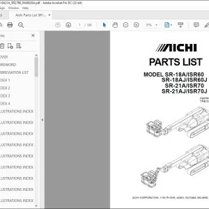Aichi SR-18A/ISR60 SR-18AJ/ISR60J SR-21A/ISR70 SR-21AJ/ISR70J PARTS LIST MANUAL PA00028A - PDF DOWNLOAD