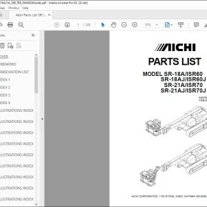 Aichi SR-18A/ISR60 SR-18AJ/ISR60J SR-21A/ISR70 SR-21AJ/ISR70J PARTS LIST MANUAL PA00028A - PDF DOWNLOAD