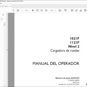 Case 1021F 1121F Nivel 2 Cargadora de ruedas Manual del Operador 84594250 - PDF DOWNLOAD