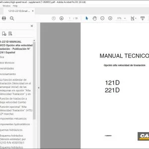 Case 121D 221D Opción alta velocidad de traslación Manual Tecnio 7-29260S1 - PDF DOWNLOAD