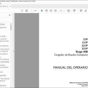 Case 21F 121F 221F 321F Stage IIIB Cargador de Ruedas Compacto Manual del Operario 51519794 - PDF DOWNLOAD
