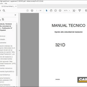 Case 321D Opción alta velocidad de traslación Manual Tecnico 7-29310S1 - PDF DOWNLOAD