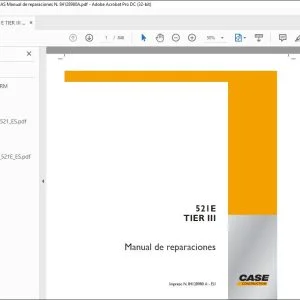Case 521E TIER III CARGADORA DE RUEDAS Manual de reparaciones N. 84128980A - PDF DOWNLOAD