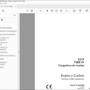 Case 521F Tier IV Cargadora de Ruedas Empleo y Cuidado 84492568 - PDF DOWNLOAD