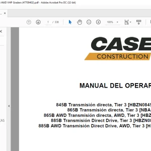 Case 845B VHP 865B VHP 865B AWD VHP 885B VHP 885 AWD VHP Motoniveladoras Manual del Operario 47709402 - PDF DOWNLOAD