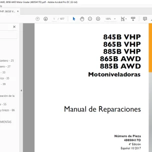 Case 845B VHP 865B VHP 885B VHP 865B AWD 885B AWD Motoniveladoras Manual de Reparaciones 48050417D - PDF DOWNLOAD