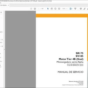 Case SR175 SV185 Motor Tier 4B (final) Minicargadora serie Alpha Manual de Servicio 47711676 - PDF DOWNLOAD