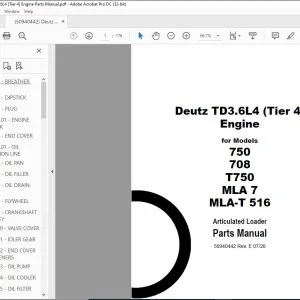 Deutz TD3.6L4 (TIER) Engine 750 708 T750 MLA 7 MLA-T 516 Articulated Loader Parts Manual 50940442 - PDF DOWNLOAD