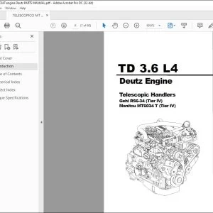 Deutz Engine TD 3.6 L4 Telescopic Handlers Gehl RS6-34 (Tier IV) Manitou MT6034 T (Tier IV) Parts Manual 50960088 - PDF DOWNLOAD