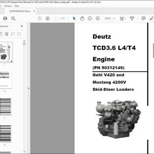 Deutz TCD3.6 L4T4 Gehl V420 and Mustang 4200V Skid-Steer Loaders ENGINE PARTS MANUAL (50950440A) - PDF DOWNLOAD