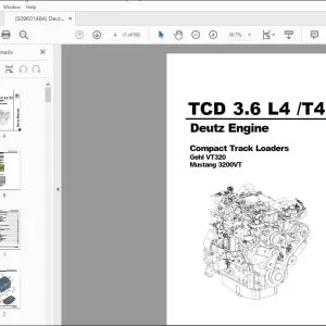 Deutz TD 3.6 L4 Gehl RT250 / RT255 Mustang 2500RT / 2550RT Compact Track Loaders Engine Parts Manual 50960058D - PDF DOWNLOAD