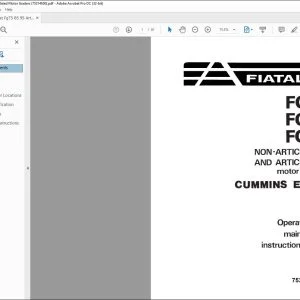 Fiatallis Cummins Engine FG75 FG85 FG95 Non-Articulated & Articulated Motor Graders Operation & Maintenance Manual 75314650